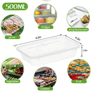 16oz Food Storage Containers with Airtight Lids, 50Pcs Disposable Clear Meal Prep Containers, Reusable Deli Containers with Lids, Great for Your Slime Kit, Leakproof, Microwaveable, Dishwasher & Freezer Safe