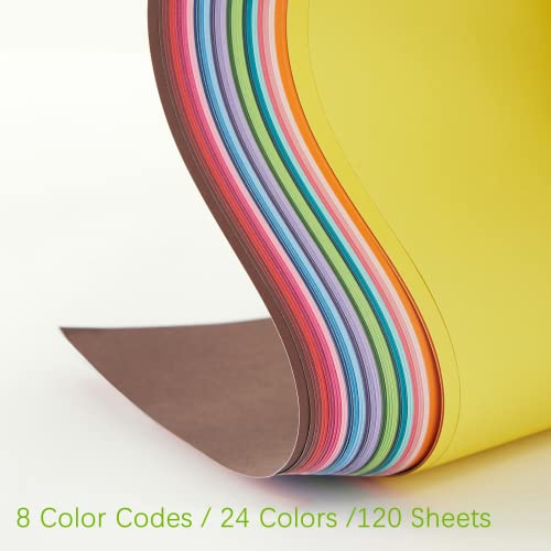 Livholic 120 Sheets Colored Card Stock Printer Paper, 120gsm 32lb 24 Colors Pastel Construction Paper for Kids Scrapbook School Office Printing DIY Craft (120GSM)