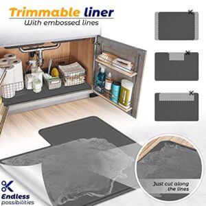 Famous Rhino - The Original Under Sink Mat - Silicone Waterproof mat, Adjustable, Easy to Clean, Kitchen cabinet liner, Disifenction Surface - 34" x 22" or smaller