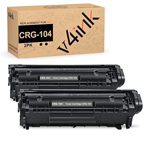 V4INK 2PK Compatible Toner Cartridge Replacement for Canon 104 CRG-104 FX-9 FX-10 Toner Cartridge Ink for use in Canon Imageclass D420 D450 D480 MF4150 MF4350D MF4270 MF4370DN MF4380DN Printer