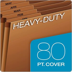 Globe-Weis PFXR217MHD /Pendaflex Heavy-Duty Expanding File, Open Top, 12 Pockets, Monthly Index, Letter Size, Brown (R217MHD)