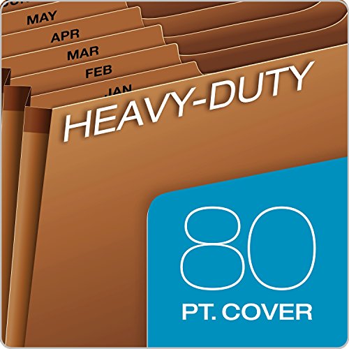 Globe-Weis PFXR217MHD /Pendaflex Heavy-Duty Expanding File, Open Top, 12 Pockets, Monthly Index, Letter Size, Brown (R217MHD)