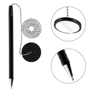 Secure Pen with Adhesive Pen Chain and Security Pen Holder for Home Office Supplies, Black Ink (6 Pieces)