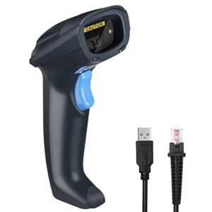 OBZ 2D Barcode Scanner for Computers, USB Wired 1D 2D QR Code Scanner, Automatic Handheld Bar Code Reader with USB Cable for Retail Store, Library, Warehouse, Express, POS and Computer Plug and Play