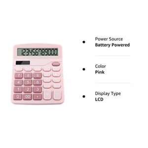 Ellieea Desk Calculator Large Display Pink