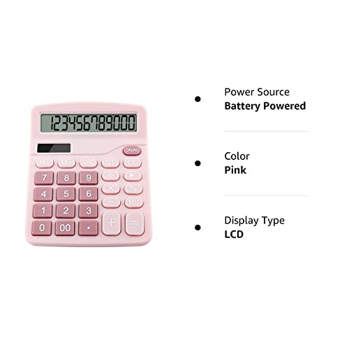 Ellieea Desk Calculator Large Display Pink