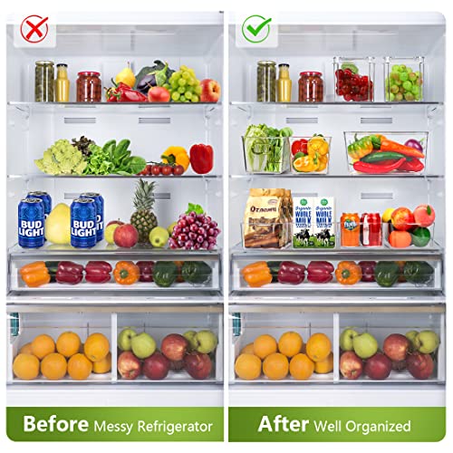Set Of 10 Refrigerator Pantry Organizer Bins, Clear Plastic Food Storage Bins for Kitchen, Countertops, Cabinets, Fridge, Freezer, Bedrooms, Bathrooms, Clear Plastic Pantry Storage Containers