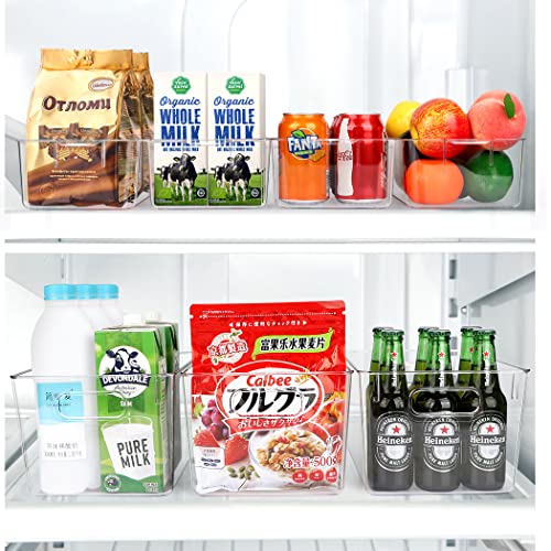 Set Of 10 Refrigerator Pantry Organizer Bins, Clear Plastic Food Storage Bins for Kitchen, Countertops, Cabinets, Fridge, Freezer, Bedrooms, Bathrooms, Clear Plastic Pantry Storage Containers