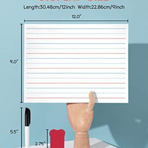 Gamenote Magnetic Small White Board Set - Double Sided Magnet Dry Erase Ruled Lap Boards 9x12 Lined Whiteboard for Kids Student Learning (6)