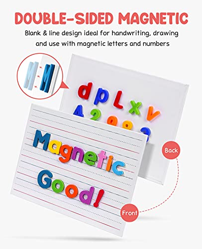 Gamenote Magnetic Small White Board Set - Double Sided Magnet Dry Erase Ruled Lap Boards 9x12 Lined Whiteboard for Kids Student Learning (6)