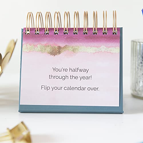 bloom daily planners Undated Perpetual Desk Easel / Inspirational Standing Flip Calendar - Page a Day - (5.25" x 5.5") - Positive Daily Affirmations