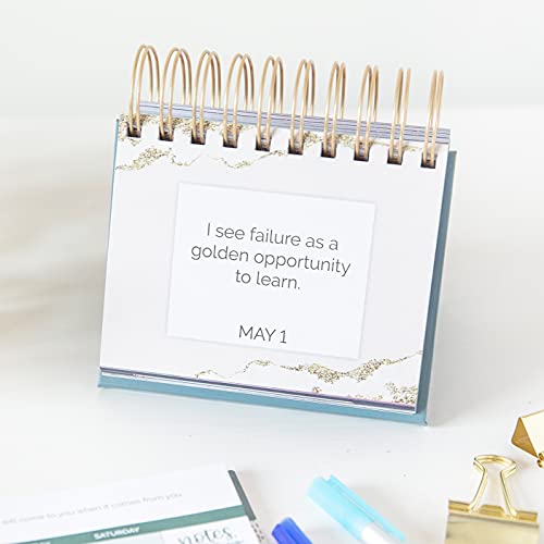 bloom daily planners Undated Perpetual Desk Easel / Inspirational Standing Flip Calendar - Page a Day - (5.25" x 5.5") - Positive Daily Affirmations