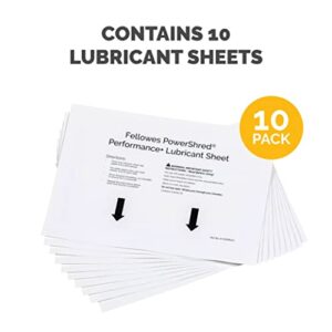 Fellowes Powershred Performance Paper Shredder Lubricant Sheets with Paper Shredder Oil Lubricant for Cross-Cut and Micro-Cut Paper Shredders, 6 x 8.50 x 0.031 Inch, 10-Pack