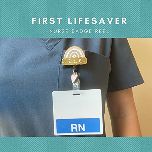 First Lifesaver Nurse Badge Reel - Retractable Nursing Badge Reel with Charm for Nurses, Nursing Students, NP (Be Kind)