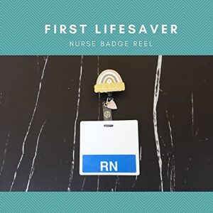 First Lifesaver Nurse Badge Reel - Retractable Nursing Badge Reel with Charm for Nurses, Nursing Students, NP (Be Kind)