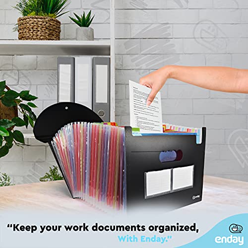 Accordion File Organizer 24 Pocket Expanding File & Cover Folder with Labels, Plastic Portable Desktop Letter A4 Paper Document Receipt Bill Storage, Filing Folder Organizer – by Enday