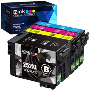 e-z ink (tm remanufactured ink cartridge replacement for epson 252xl 252 xl t252xl120 to use with workforce wf-7110 wf-7720 wf-7710 wf-3620 wf-3640 (1 large black, 1 cyan, 1 magenta, 1 yellow) 4 pack