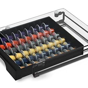 EVERIE Tempered Glass Holder Drawer Compatible with 54 Nespresso Originalline Capsules, Not Compatible with Vertuoline Pods