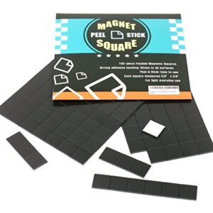 105-piece flexible magnetic squares for light everyday use; strong adhesive – just peel & stick