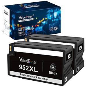 valuetoner remanufactured ink cartridges replacement for hp 952 xl 952xl ink cartridges combo pack high yield for officejet pro 8710 8720 7740 8740 7720 8715 8702 printer (2-black)