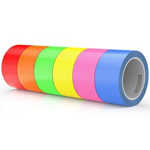 llpt rainbow colored duct tape 6 premium packs 2 inch x 30 feet x 11 mil assorted colorful bulk tape tear by hand included blue pink yellow green orange red (dt606)