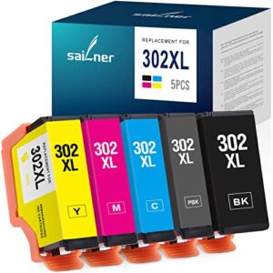 sailner 302 ink cartridge remanufactured ink cartridge replacement for epson 302xl ink combo pack 302 xl t302xl use with expression premium xp6100 xp-6100 xp6000 printer 5 pack xp-6100 ink cartridge