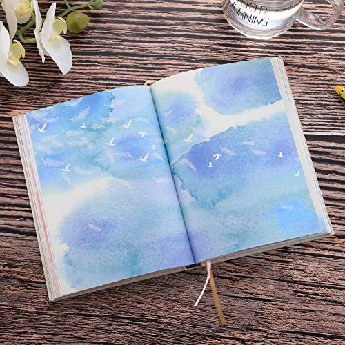 Siixu Colorful Blank Notebook, Unruled Personal Diary Journals to Write in for Women, Hardcover Writing Notepad Gift, Unique Watercolor Design, 192 Pages, 2 Bookmarks, Unlined