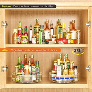 Lazy Susan Organizer, Spice Rack Rotating Organizer with 4 Dividers, Lazy Susan Turntable for Cabinet, 11'' Clear Lazy Susan Turntable Organizer, Spinning Seasoning Organizer for Cabinet Storage