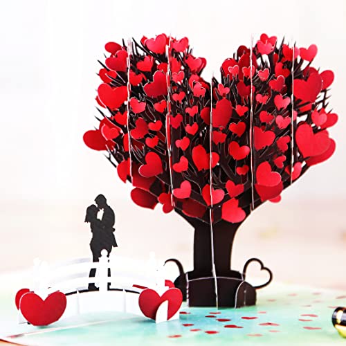 Liif Love Tree Couple Valentines Day 3D Greeting Pop Up Card, Happy Anniversary, Wedding, Mother's Day, Engagement, Birthday| For Wife, Husband, Parents, Couple, Girlfriend, Her | With Message Note & Envelop | Large Size 8 x 6 inch