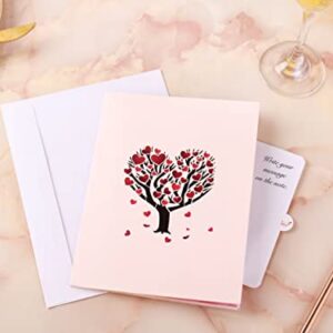 Liif Love Tree Couple Valentines Day 3D Greeting Pop Up Card, Happy Anniversary, Wedding, Mother's Day, Engagement, Birthday| For Wife, Husband, Parents, Couple, Girlfriend, Her | With Message Note & Envelop | Large Size 8 x 6 inch