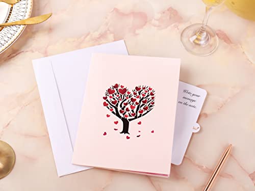 Liif Love Tree Couple Valentines Day 3D Greeting Pop Up Card, Happy Anniversary, Wedding, Mother's Day, Engagement, Birthday| For Wife, Husband, Parents, Couple, Girlfriend, Her | With Message Note & Envelop | Large Size 8 x 6 inch