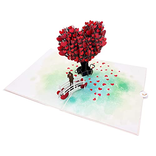 Liif Love Tree Couple Valentines Day 3D Greeting Pop Up Card, Happy Anniversary, Wedding, Mother's Day, Engagement, Birthday| For Wife, Husband, Parents, Couple, Girlfriend, Her | With Message Note & Envelop | Large Size 8 x 6 inch