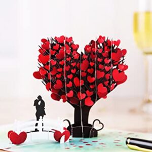 Liif Love Tree Couple Valentines Day 3D Greeting Pop Up Card, Happy Anniversary, Wedding, Mother's Day, Engagement, Birthday| For Wife, Husband, Parents, Couple, Girlfriend, Her | With Message Note & Envelop | Large Size 8 x 6 inch