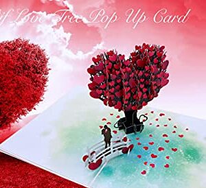 Liif Love Tree Couple Valentines Day 3D Greeting Pop Up Card, Happy Anniversary, Wedding, Mother's Day, Engagement, Birthday| For Wife, Husband, Parents, Couple, Girlfriend, Her | With Message Note & Envelop | Large Size 8 x 6 inch