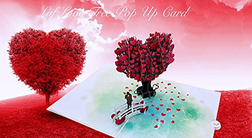 Liif Love Tree Couple Valentines Day 3D Greeting Pop Up Card, Happy Anniversary, Wedding, Mother's Day, Engagement, Birthday| For Wife, Husband, Parents, Couple, Girlfriend, Her | With Message Note & Envelop | Large Size 8 x 6 inch