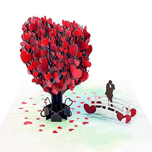 Liif Love Tree Couple Valentines Day 3D Greeting Pop Up Card, Happy Anniversary, Wedding, Mother's Day, Engagement, Birthday| For Wife, Husband, Parents, Couple, Girlfriend, Her | With Message Note & Envelop | Large Size 8 x 6 inch