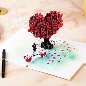 Liif Love Tree Couple Valentines Day 3D Greeting Pop Up Card, Happy Anniversary, Wedding, Mother's Day, Engagement, Birthday| For Wife, Husband, Parents, Couple, Girlfriend, Her | With Message Note & Envelop | Large Size 8 x 6 inch