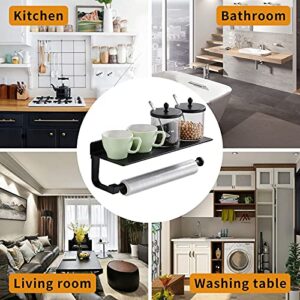 Danpoo Black Paper Towel Holder Wall Mount for Kitchen, Bathroom Paper Towel Holder with Shelf, Aluminum(Matte Black)