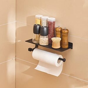 Danpoo Black Paper Towel Holder Wall Mount for Kitchen, Bathroom Paper Towel Holder with Shelf, Aluminum(Matte Black)