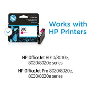 HP 910 Magenta Ink Cartridge | Works with HP OfficeJet 8010, 8020 Series, HP OfficeJet Pro 8020, 8030 Series | Eligible for Instant Ink | 3YL59AN