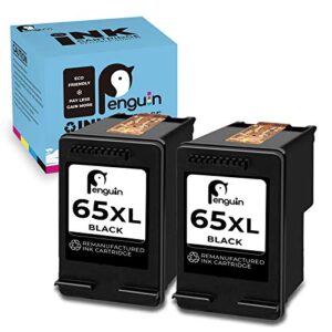 penguin remanufactured printer ink cartridge replacement for hp 65xl,65 xl used for hp amp 100 120 125 130 deskjet 2622 2624 2652 3732 3752 envy 5020 5030 (2 black) combo pack