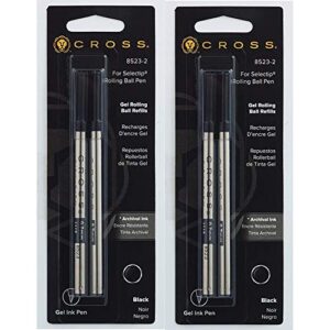 cross refills black dual pack rollerball pen (2 pack)