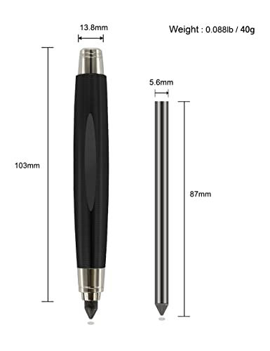 WSD Sketch Up 5.6mm Mechanical Pencil Mechanical Clutch with Built Sharpener (Black)