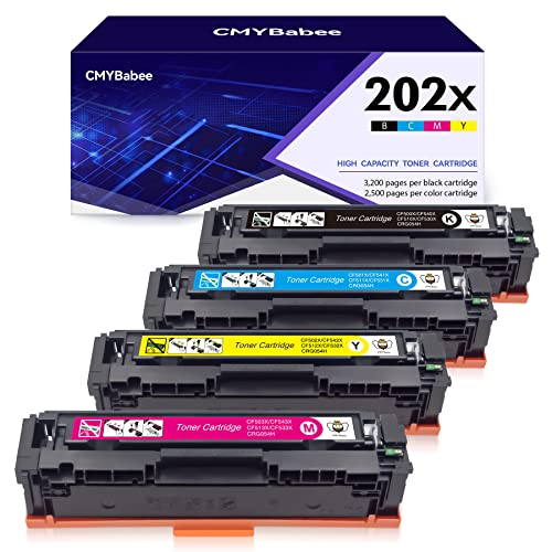 CMYBabee Compatible Toner Cartridges Replacement for HP 202X 202A HP CF500A CF500X for HP Laserjet Pro M281fdw M254dw M254dn M254nw M281dw MFP M281fdn M281cdw M281 M254 (4 Packs)