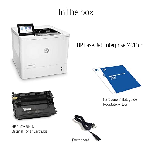 HP Laserjet Enterprise M611dn Monochrome Duplex Printer (7PS84A) (Renewed)