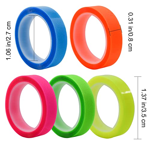 VANRA 5 Rolls Highlighter Tape Transparent Marking Sticker Removable Fluorescent Colored Tags for Reading Class, 16 ft Per Roll