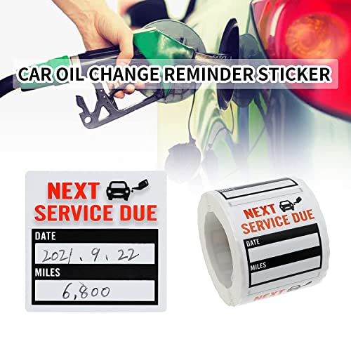 Oil Change Stickers 300 Pcs 2x2" Service Black Stickers, Next Service Due Reminder Sticker Roll, Removable Vinyl Stickers in Roll- Peel & Write and Stick with No Residue Car Sticker (Black 300PCS)