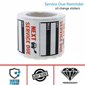 Oil Change Stickers 300 Pcs 2x2" Service Black Stickers, Next Service Due Reminder Sticker Roll, Removable Vinyl Stickers in Roll- Peel & Write and Stick with No Residue Car Sticker (Black 300PCS)