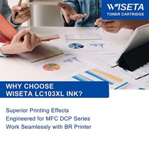 WISETA LC103 XL LC103XL Compatible Ink Cartridge Replacement for Brother LC103 XL LC-103XL LC103XL LC103BK LC101 to Use with MFC-J870DW MFC-J6920DW MFC-J6520DW MFC-J450DW (5 Pack, 2B1C1M1Y)
