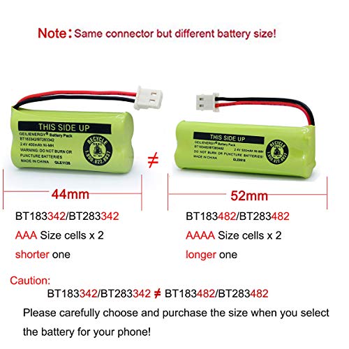 Geilienergy BT183342 BT283342 BT166342 BT266342 BT162342 BT262342 Battery Compatible with CS6114 CS6419 CS6719 EL52300 CL80112 CS6719-2 Cordless Handsets (Pack of 2)